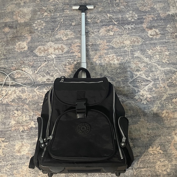 Kipling Men's Black Backpack with Silver Accents with wheels - Picture 2 of 5